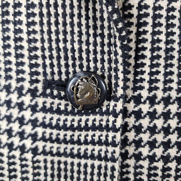 Vintage 1990s Lauren Ralph Lauren Blazer 12 Houndstooth Wool Silk Equestrian USA - Picture 6 of 13